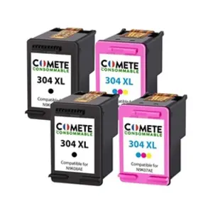 COMETE - 304XL - 4 Cartouches compatibles pour HP 304 XL - Noir/Couleu...