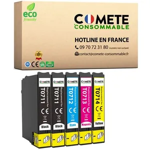 Comparateur de prix : COMETE, Marque Française - T0715 - 5 Cartouches d'encre Compatibles av...