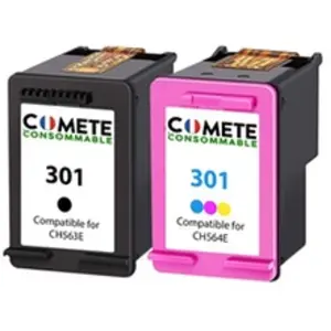 Comparateur de prix : COMETE - 301 - 2 Cartouches d'encre Compatibles HP - Noir/Couleur - Ma...