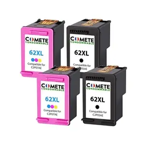 Comparateur de prix : COMETE - 62XL - 4 Cartouches d'encre Compatibles pour HP 62/62XL - Mar...