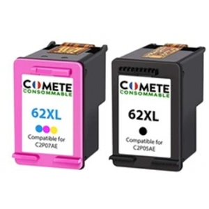 Comparateur de prix : COMETE CONSOMMABLE 62XL - 2 Cartouches compatibles HP 62 XL - 1 Noir + 1 Couleurs