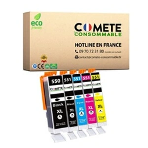 Comparateur de prix : COMETE CONSOMMABLE 550 551 XL - Pack de 5 Cartouches d'encre compatibl...