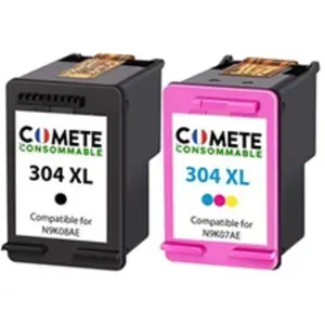 COMETE - 304XL - Pack de 2 Cartouche d'encre compatibles avec HP 304 X...