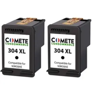Comparateur de prix : COMETE - 304XL - 2 Cartouches d'encre compatibles avec HP 304XL - Noir...