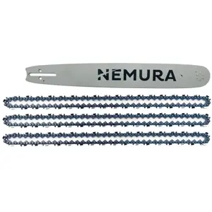 Comparateur de prix : NEMURA Guide de tronçonneuse 45cm + 3 chaînes - Liderfarm - 72 Entraineurs - Pas 325 - Jauge 0.58 (1.5mm)