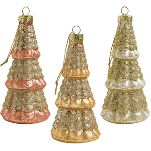 Mathilde M Coffret de 3 sapins pailletés en verre pas cher