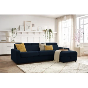 Canapé d'angle réversible convertible coffre MONACO tissu lisse Bleu foncé  Réversible BOBOCHIC TU