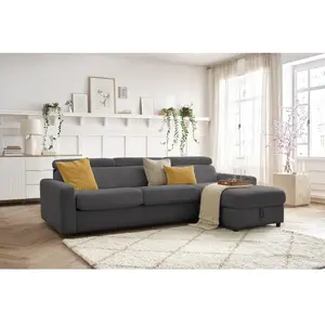 BOBOCHIC Canapé d'angle réversible convertible coffre MONACO tissu lis... pas cher