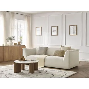 Canapé droit fixe 3 places GIORGIA velours côtelé Beige BOBOCHIC TU pas cher