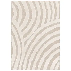 Bobochic - Tapis Tapis poil ras vilma motif abstrait 200x290 Beige pas cher