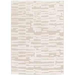 Bobochic - Tapis Tapis poil ras lennon motif abstrait 200x290 Beige