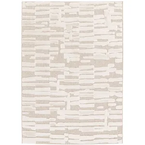 Bobochic tapis poil ras lennon motif abstrait beige 160x230 LENNON pas cher