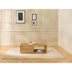 Table basse avec tiroir 100 cm FERRET effet tasseaux de bois BOBOCHIC pas cher