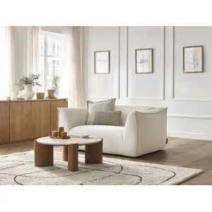 Canapé droit fixe 2 places GIORGIA velours côtelé Beige BOBOCHIC TU pas cher