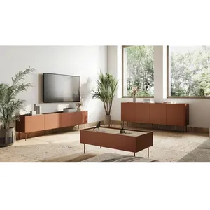 Meuble tv Bobochic Meuble tv 4 portes 220 cm atlas Rouge pas cher