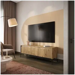 Meuble TV 4 portes 167 cm LENARA avec tasseaux et LED Bobochic