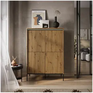 Bobochic - Buffet Buffet haut 4 portes 100 cm lenara avec tasseaux et ... pas cher
