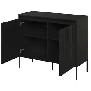 Bobochic buffet 2 portes 100 cm lenara avec tasseaux et led noir LENARA pas cher