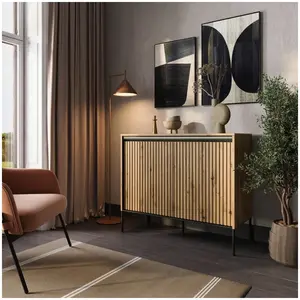 Buffet 2 portes 100 cm LENARA avec tasseaux et LED Bobochic pas cher