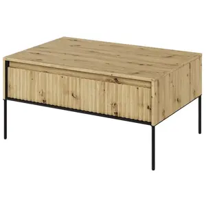 Bobochic table basse 1 porte 100 cm lenara avec tasseaux marron clair pas cher