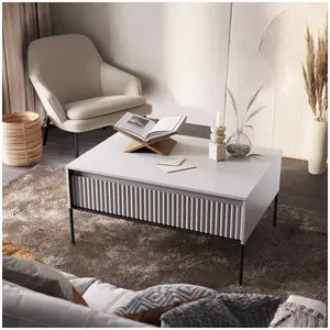 Bobochic table basse 1 porte 100 cm lenara avec tasseaux blanc LENARA pas cher