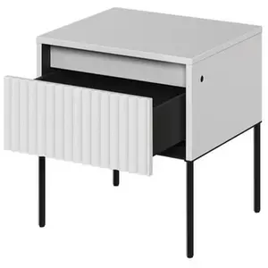 Table de chevet 1 tiroir LENARA avec tasseaux et LED blanc BOBOCHIC pas cher