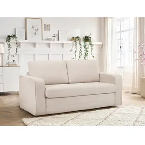 Bobochic canapé droit convertible déplimousse come tissu chiné beige pas cher