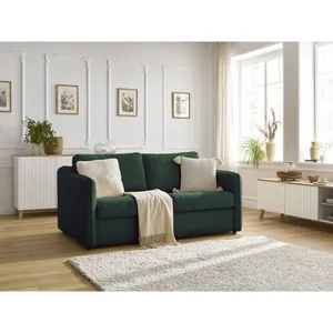 Canapé droit convertible LENNY ouverture express 2 plis tissu lisse Bobochic pas cher