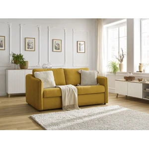 Canapé droit convertible LENNY ouverture express 2 plis tissu lisse Bobochic pas cher