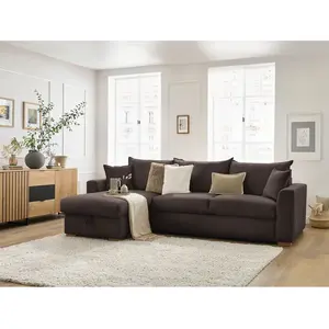 BOBOCHIC Canapé d'angle réversible convertible ouverture express AUGUSTIN velou... pas cher