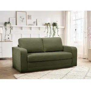 Bobochic canapé droit convertible déplimousse come tissu texturé vert