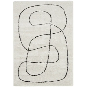 Tapis poils mi-longs LAURE motif abstrait blanc 160x230 BOBOCHIC pas cher