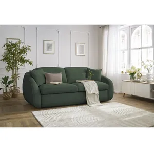 Canapé droit convertible CEZANNE ouverture express tissu lisse vert 16...