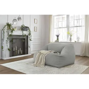 Pouf ultra moelleux LILIBET velours côtelé Gris clair BOBOCHIC TU pas cher