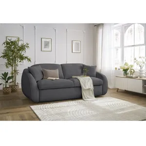 Canapé droit convertible CEZANNE ouverture express tissu lisse gris fo...