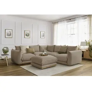 Canapé d'angle réversible ERNEST avec pouf Taupe  Réversible BOBOCHIC TU