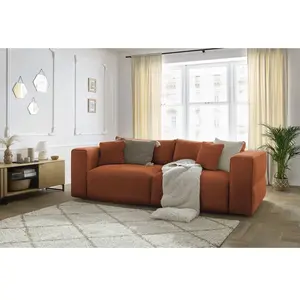 Bobochic canapé droit convertible coffre ezechiel tissu lisse rouge