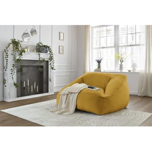 Pouf ultra moelleux LILIBET tissu imitation fourrure jaune BOBOCHIC pas cher