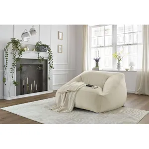 Comparateur de prix : Pouf ultra moelleux LILIBET tissu imitation fourrure blanc   BOBOCHIC