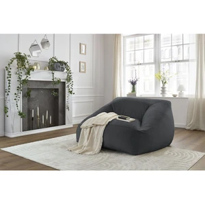 Pouf ultra moelleux LILIBET tissu imitation fourrure gris foncé   BOBOCHIC