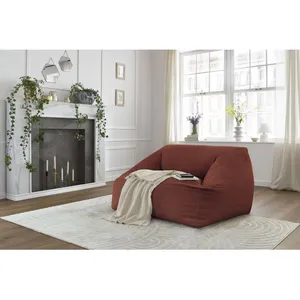 Bobochic pouf ultra moelleux lilibet velours côtelé orange LILIBET pas cher