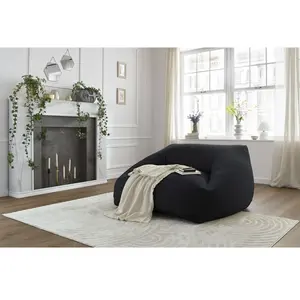 Bobochic pouf ultra moelleux lilibet tissu bouclette noir LILIBET pas cher