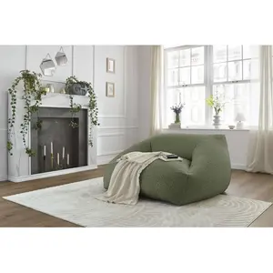 Bobochic pouf ultra moelleux lilibet tissu bouclette vert LILIBET pas cher