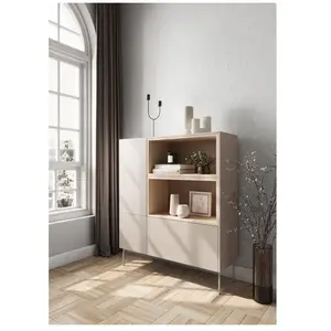 Bobochic - Buffet Buffet haut 2 portes 120 cm atlas avec niches Beige pas cher