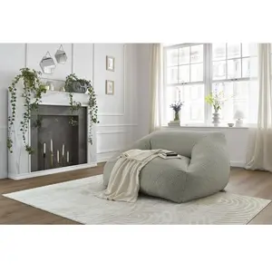 Bobochic pouf ultra moelleux lilibet tissu bouclette gris clair LILIBET pas cher