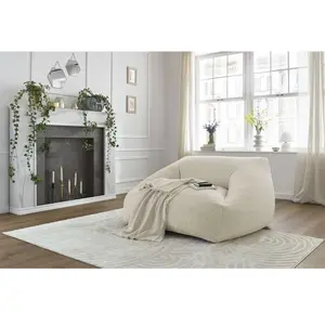 Comparateur de prix : Bobochic pouf ultra moelleux lilibet tissu bouclette beige LILIBET