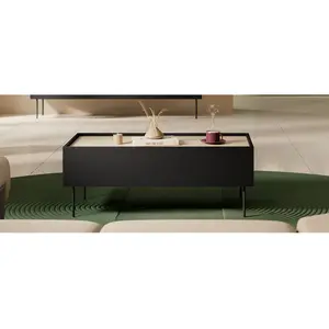 Tables Basses Bobochic Table basse avec 2 tiroirs 120 cm atlas NoirVendu parbobochic-paris