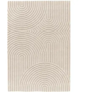 Bobochic - Tapis Tapis poils ras herve motif abstrait 160x230 Beige pas cher