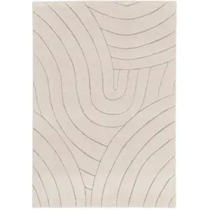 Bobochic tapis poils ras benoit motif abstrait beige 120x170 BENOIT pas cher