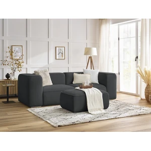 Bobochic canapé droit fixe 2 places zephyr avec pouf gris foncé ZEPHYR pas cher